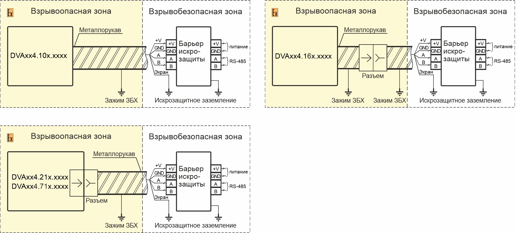 Схемы подключения датчиков вибрации DVA